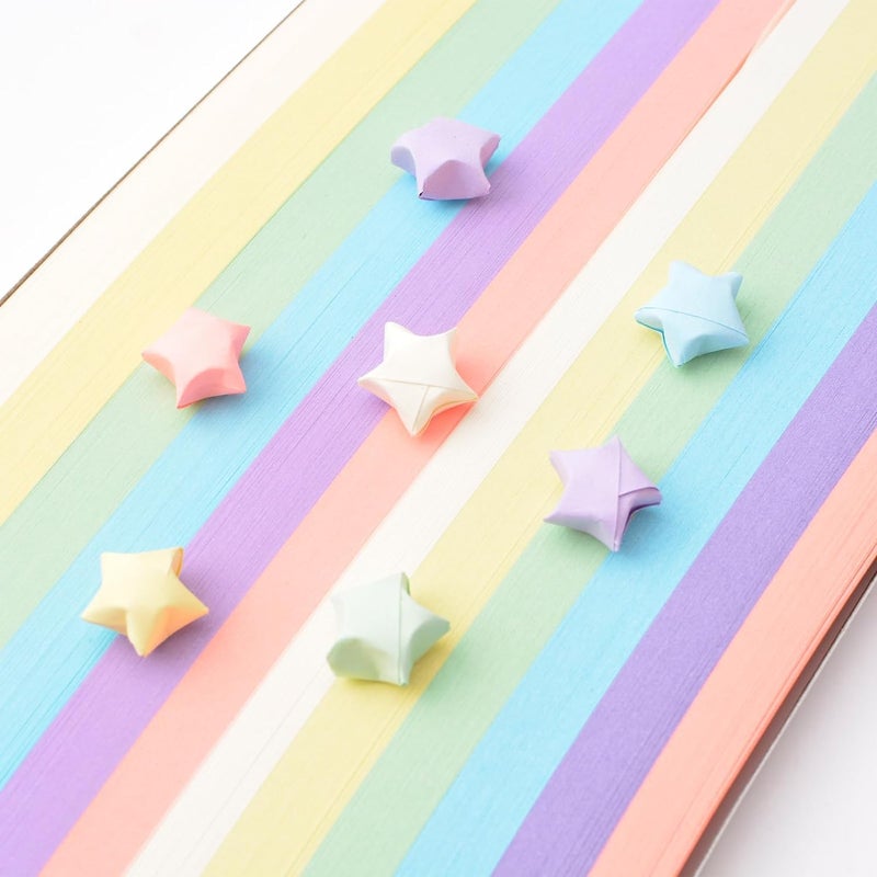 YNGRUE 1080 Sheets Star Origami Paper 6 Assortment Color Star Paper Strip Double Sided Origami Stars Paper Solid Color, Lucky Star Decoration Paper Strips DIY Hand Art Crafts (1080 Sheets 6 colors) - Image 5
